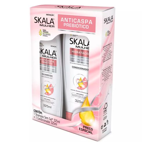 kit skala mulher shampoo anticaspa + condicionador hidratação 325ml