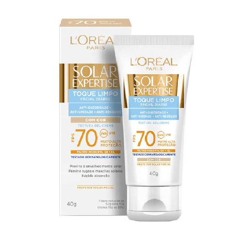 Protetor Solar L'Oréal Paris Solar Expertise Facial Toque Limpo com Cor FPS 70 - 40g